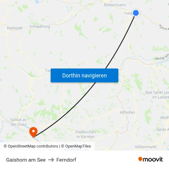 Gaishorn am See to Ferndorf map