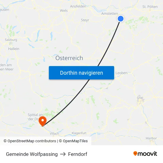 Gemeinde Wolfpassing to Ferndorf map