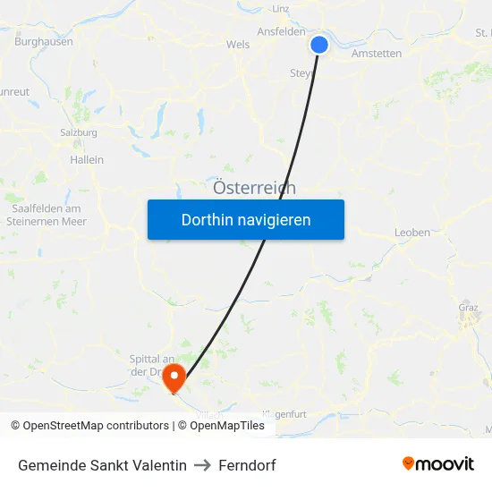 Gemeinde Sankt Valentin to Ferndorf map