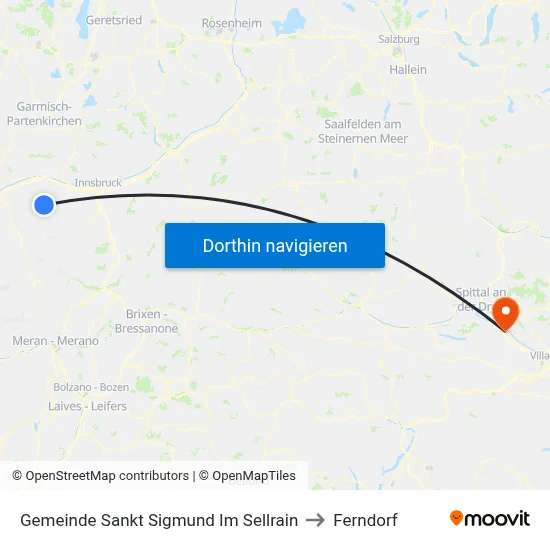Gemeinde Sankt Sigmund Im Sellrain to Ferndorf map
