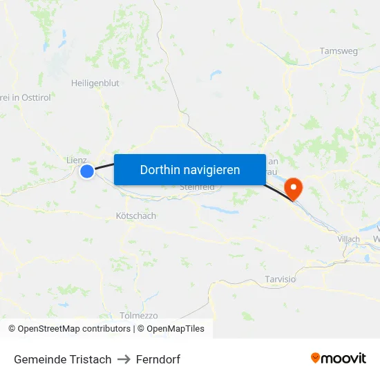 Gemeinde Tristach to Ferndorf map