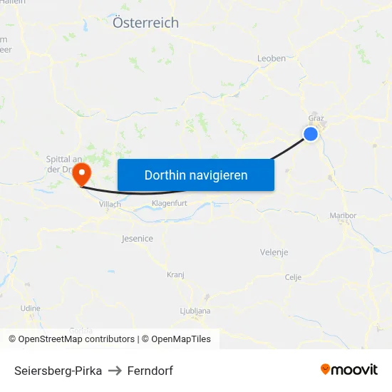 Seiersberg-Pirka to Ferndorf map