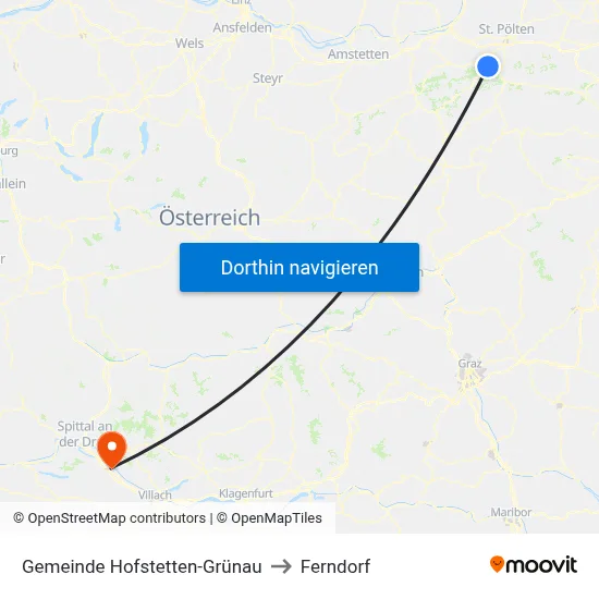 Gemeinde Hofstetten-Grünau to Ferndorf map