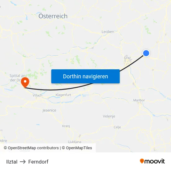 Ilztal to Ferndorf map