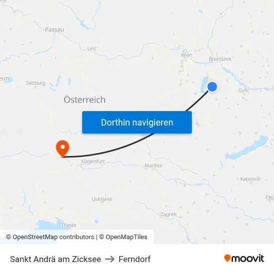 Sankt Andrä am Zicksee to Ferndorf map