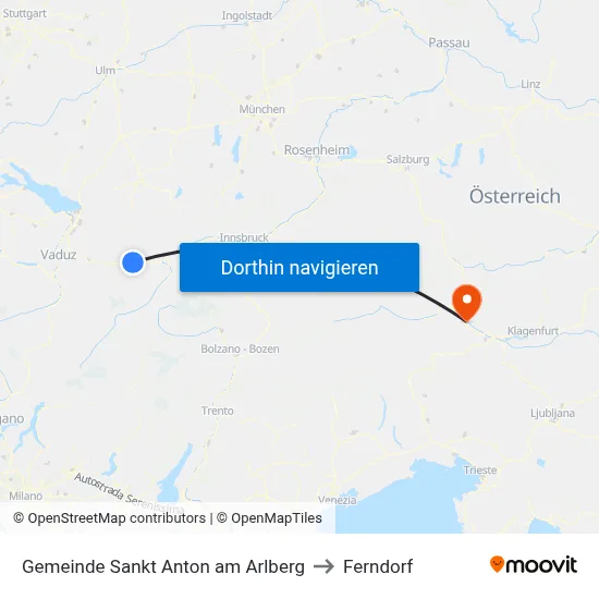 Gemeinde Sankt Anton am Arlberg to Ferndorf map