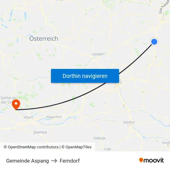Gemeinde Aspang to Ferndorf map