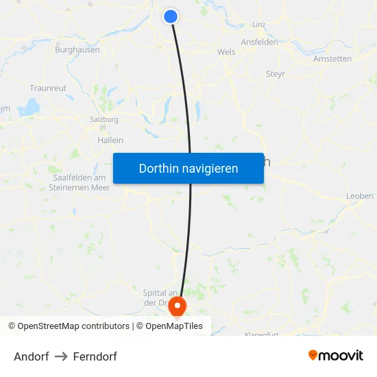 Andorf to Ferndorf map