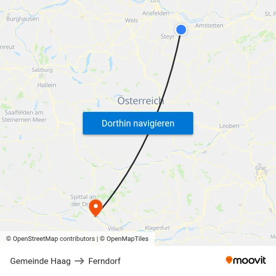 Gemeinde Haag to Ferndorf map