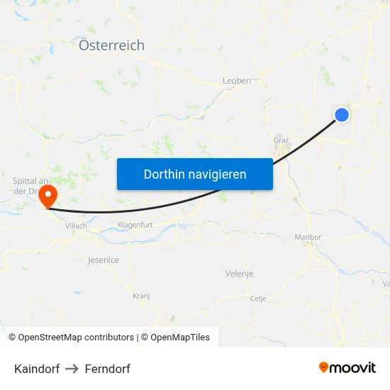 Kaindorf to Ferndorf map