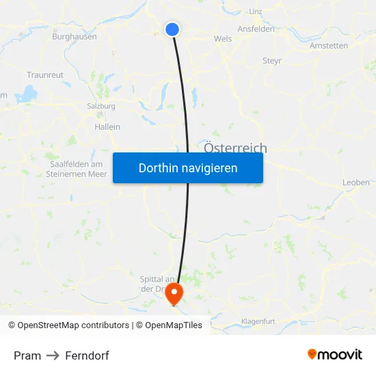 Pram to Ferndorf map