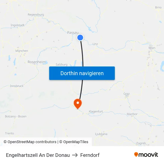 Engelhartszell An Der Donau to Ferndorf map