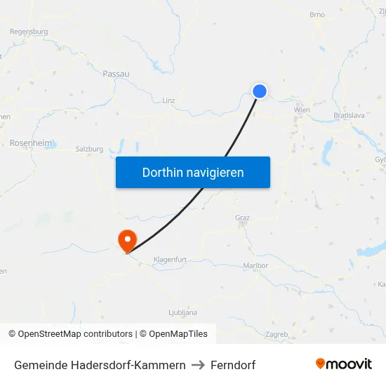 Gemeinde Hadersdorf-Kammern to Ferndorf map