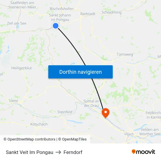 Sankt Veit Im Pongau to Ferndorf map