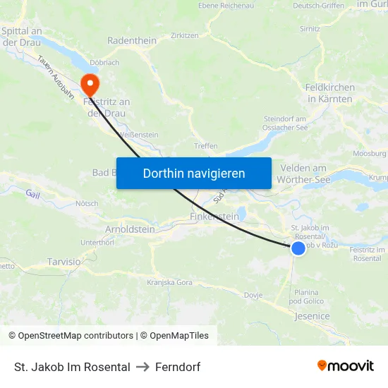 St. Jakob Im Rosental to Ferndorf map