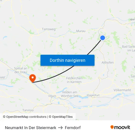 Neumarkt In Der Steiermark to Ferndorf map