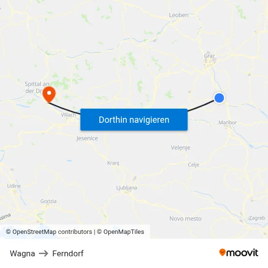 Wagna to Ferndorf map