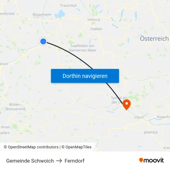 Gemeinde Schwoich to Ferndorf map