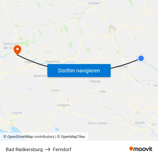Bad Radkersburg to Ferndorf map