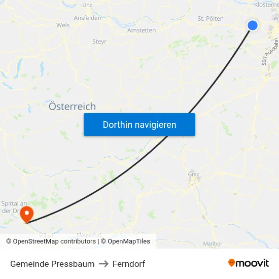 Gemeinde Pressbaum to Ferndorf map