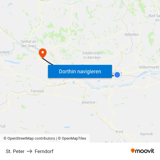 St. Peter to Ferndorf map