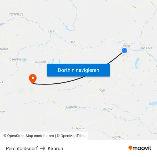 Perchtoldsdorf to Kaprun map