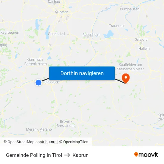 Gemeinde Polling In Tirol to Kaprun map