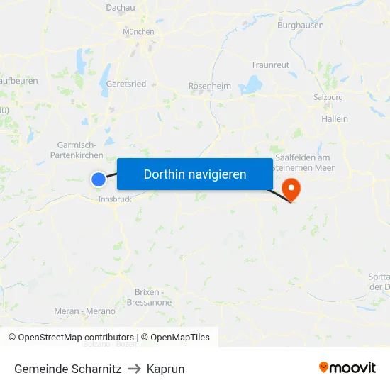 Gemeinde Scharnitz to Kaprun map