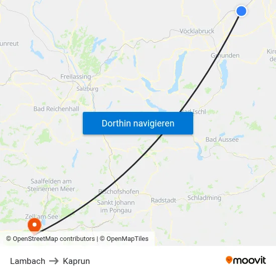 Lambach to Kaprun map
