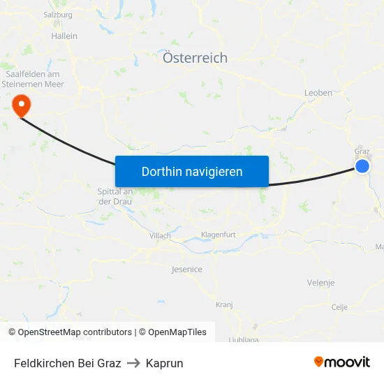 Feldkirchen Bei Graz to Kaprun map