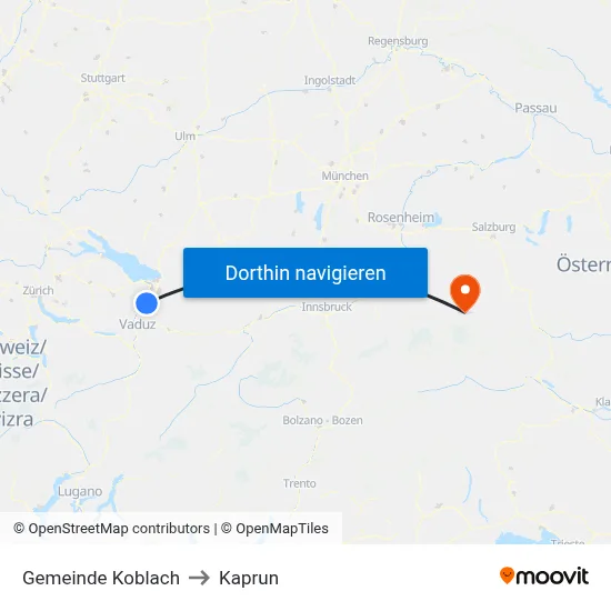 Gemeinde Koblach to Kaprun map