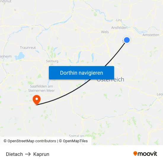 Dietach to Kaprun map