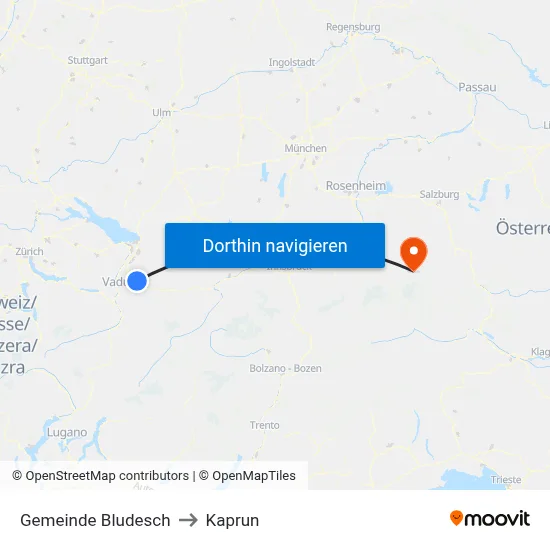 Gemeinde Bludesch to Kaprun map