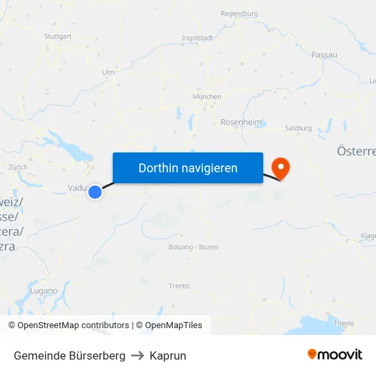 Gemeinde Bürserberg to Kaprun map