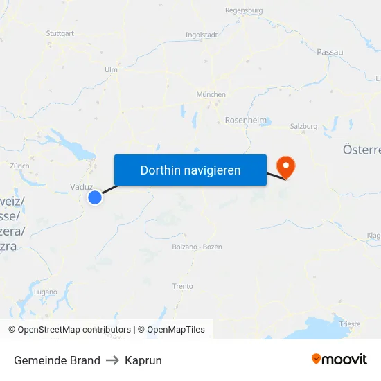 Gemeinde Brand to Kaprun map