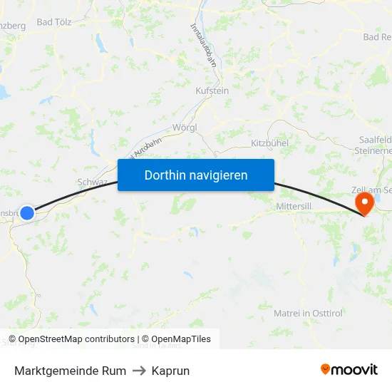 Marktgemeinde Rum to Kaprun map
