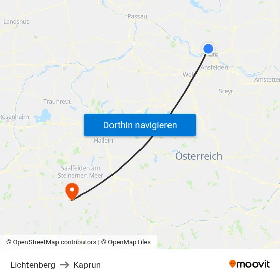 Lichtenberg to Kaprun map