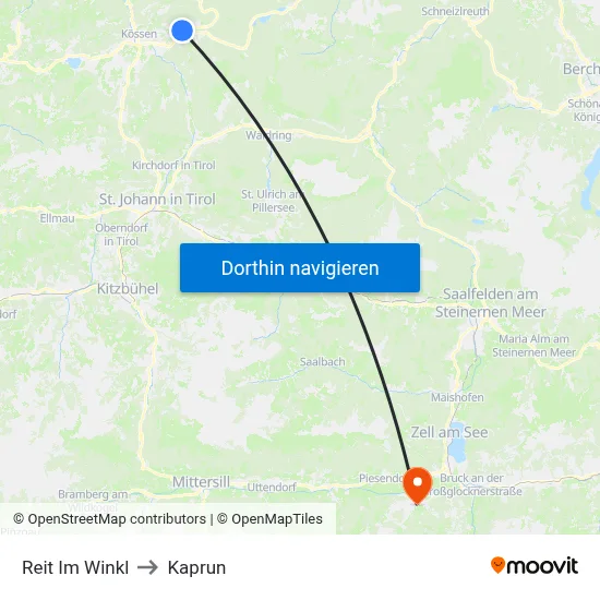 Reit Im Winkl to Kaprun map