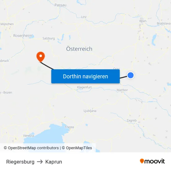 Riegersburg to Kaprun map