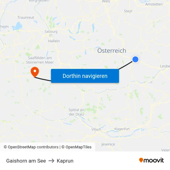 Gaishorn am See to Kaprun map