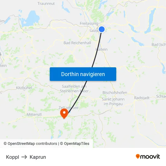 Koppl to Kaprun map