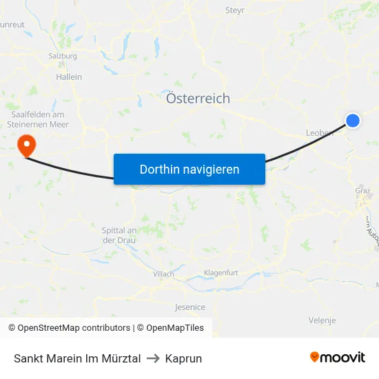 Sankt Marein Im Mürztal to Kaprun map
