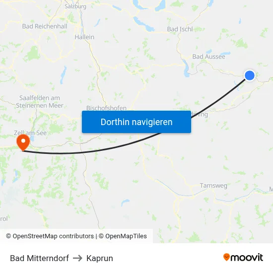 Bad Mitterndorf to Kaprun map