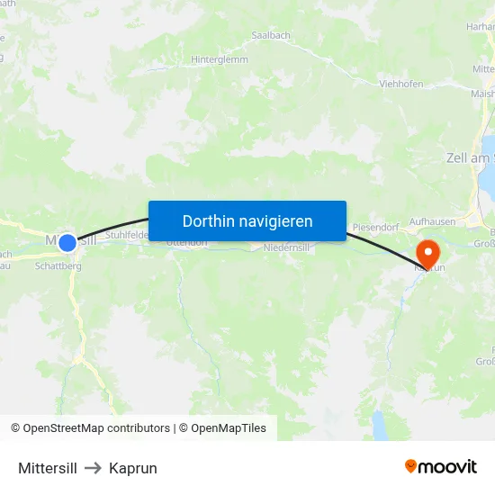 Mittersill to Kaprun map