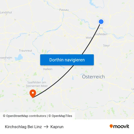Kirchschlag Bei Linz to Kaprun map
