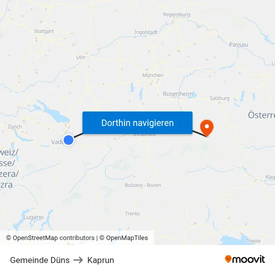 Gemeinde Düns to Kaprun map