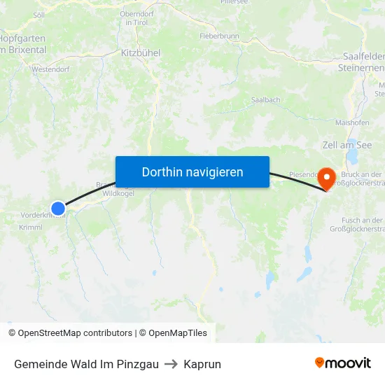 Gemeinde Wald Im Pinzgau to Kaprun map