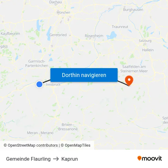 Gemeinde Flaurling to Kaprun map