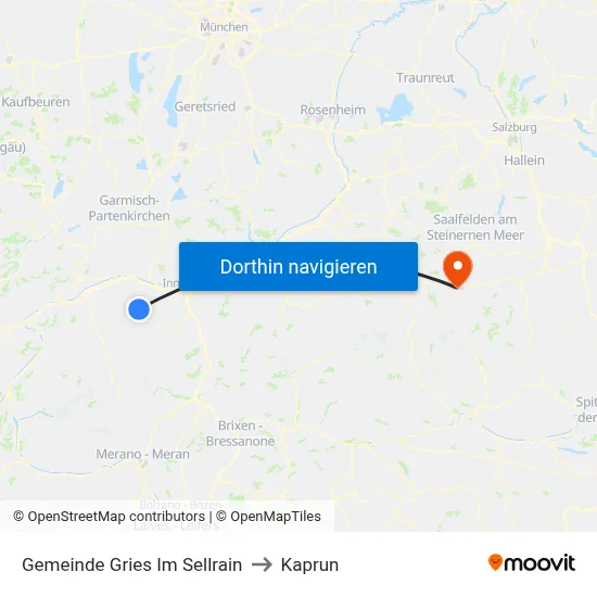 Gemeinde Gries Im Sellrain to Kaprun map