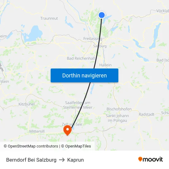 Berndorf Bei Salzburg to Kaprun map